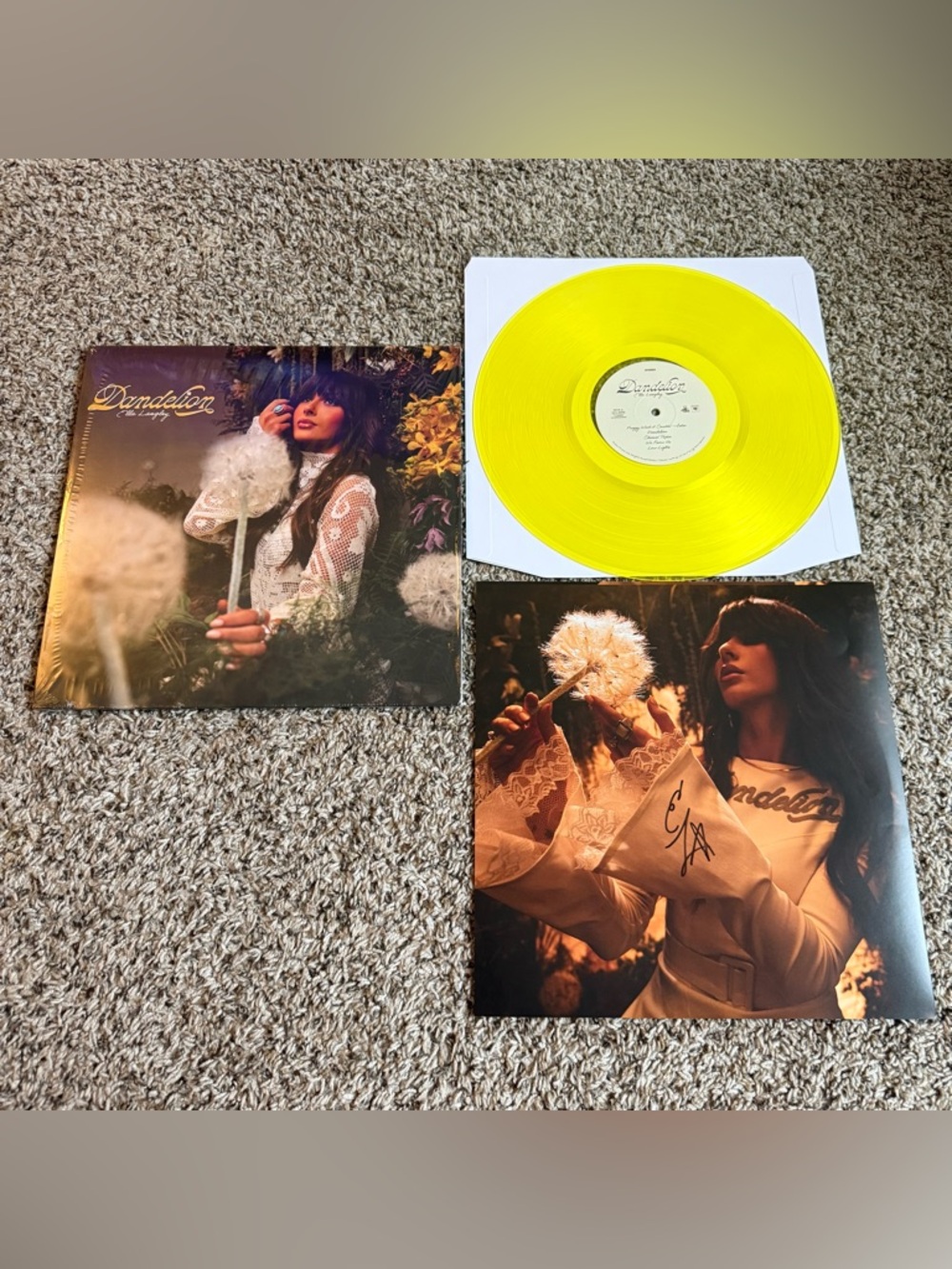 Ella Langley "Dandelion" Honey Bee Yellow Vinyl Signed/Autographed Insert